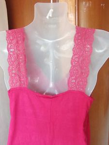 Pink Lace Trim Cami Top