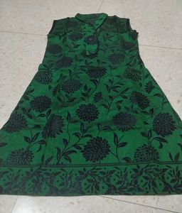 Elegant Green Floral Kurti Dress(2 time used only)