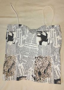 Unique Newspaper Print Crop Top