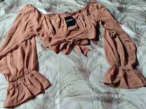 Shein Brown Square Neck Crop Top