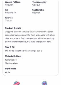 H&amp;M White Cropped Cargo Shirt