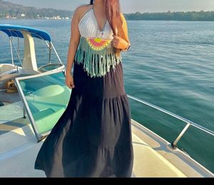 Boho Crochet Halter Top with Fringe