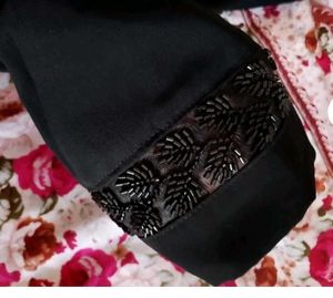New Black Abaya with Beaded Embellishments