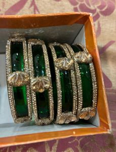 Elegant Green Stone Bangles