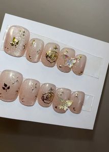 Elegant Rose &amp; Butterfly Press-On Nails