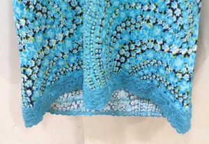 H&amp;M Blue Floral Print Lace Trim Top - XS/S