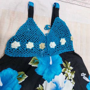 Floral Print Crochet Dress
