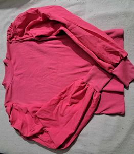 💗 Pink Ribbed Full-Sleeve Top – Stylish