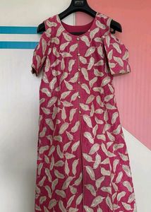 Pink &amp; Silver Leaf Embroidered Indian Dress