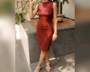 Women Maroon Bodycon Dress
