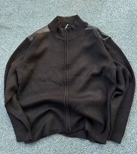 Brown Zip-Up Knit Jacket