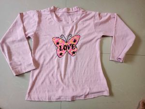 Cute Pink Butterfly "LOVE" Long Sleeve Shirt