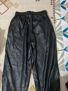 Black Faux Leather Joggers