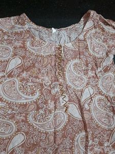 Brown Paisley Print Kurta