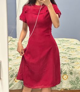 Elegant Red Fit &amp; Flare Dress