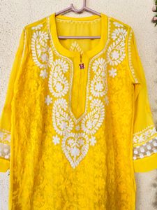 Vibrant Yellow Chikankari Kurta