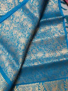 Elegant Blue Saree with Gold Border