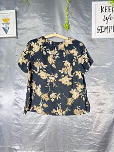 Elegant Black Floral Print Top