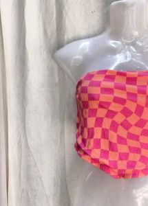 Pink &amp; Orange Checkered Tube Top