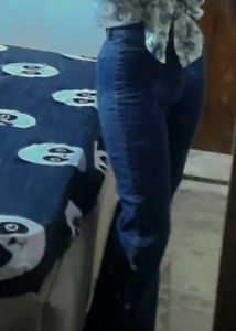 High-Waisted Wide-Leg Snap Button Jeans