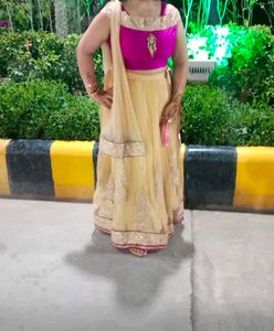 Off Shoulder Stylish Wedding Lehenga In Xl Size