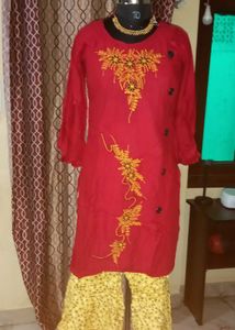 Red Embroidered Tunic Top