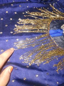 Elegant Blue &amp; Gold Ethnic Gown