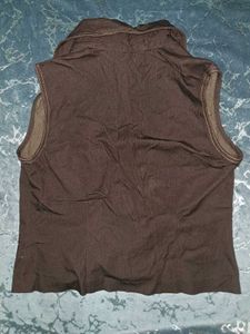 Vintage Brown Sleeveless Shirt Vest