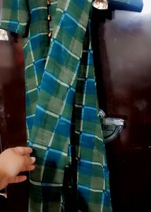 Green Check Print Long Shrug For Girl 36 Bust