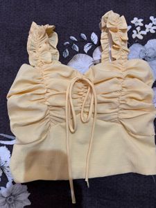Chic Ruched Yellow Top