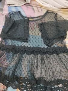 Black mesh top for women
