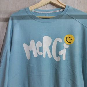 Cute Light Blue Cropped Sweatshirt