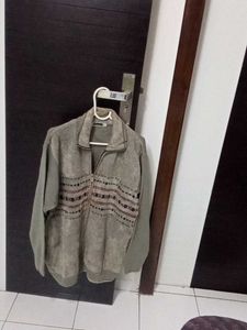 Vintage Patterned Zip-Up Jacket