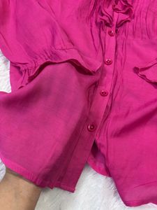 Vibrant Pink Ruffled Blouse