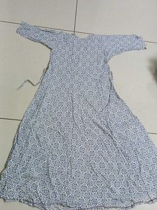 Blue &amp; White Printed Kurta