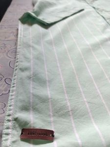 Light Green Striped max's half Sleeve Shirt