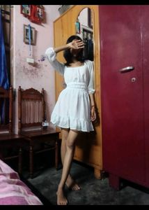 Elegant White Square Neck Dress