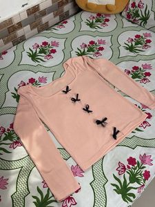 Peach Long Sleeve Top with Bows