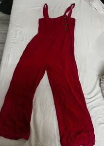 Red Wide Leg Jumpsuit