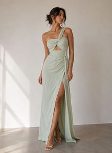 Mint Green One-Shoulder Dress