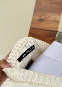 Unisex Brown &amp; White Striped Knit Sweater