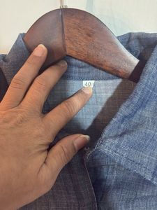 Denim Kurta with Floral Embroidery