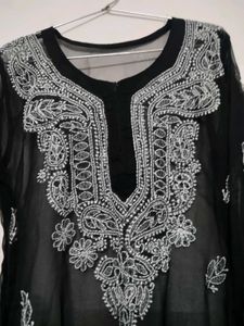 Elegant Black Chikankari Kurta