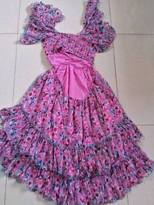 Pink Floral Ruffle Dress
