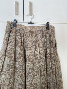 Olive Print Pleated Skirt