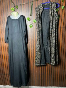 Elegant Black Kurta Set with Printed Jacket