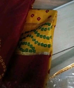 semi stich Elegant Yellow &amp; Red Lehenga Choli