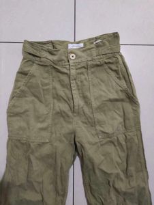 Zara Woman Olive Linen Blend Pants 💚
