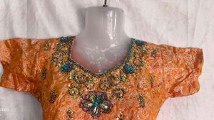 Embellished Orange Ethnic Blouse