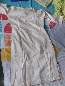 Elegant Cream suit set with Blue &amp; Gold Embellishm